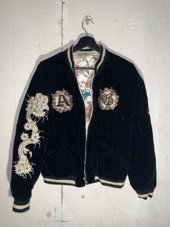 A&G Amal Guessous Other - Vintage A&G Amal Guessous Reversible Velveteen Sukajan Souvenir Jacket Dragon Ta
